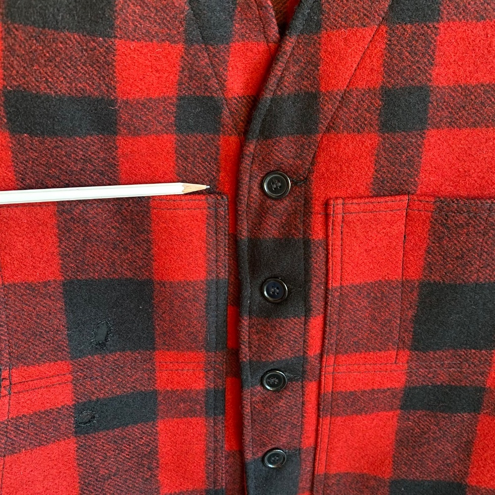 Mens Filson 100% wool Mackinaw red and black vest Size XL - Picture 9 of 11
